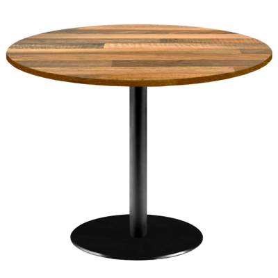 Table pied noir Ø120cm noyer lamellé - intérieur - RestooTab