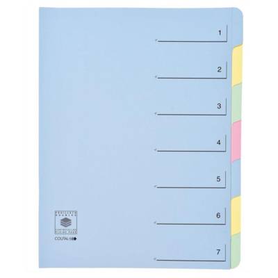 Trieur 7 onglets en dossier Dos extensible Rubriques imprimées Bleu - COUTAL