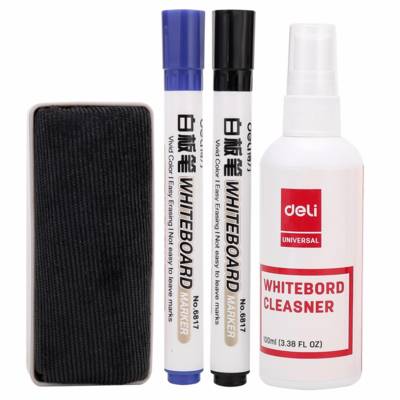 Kit nettoyage tableau (100ml spray, 2 feutres effaçables, 1 brosse) - DELI