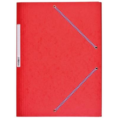 Chemise Carte Lustée 24 x 32 cm à rabats avec élastique et étiquette de dos Rouge - COUTAL