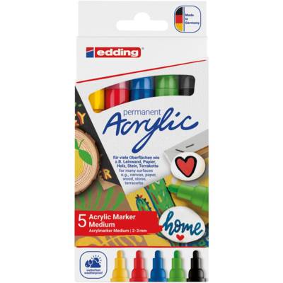 Marqueur acrylique moyen 5100 set de 5 Assortis basic 2-3 mm - EDDING