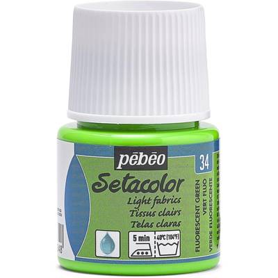 Flacon 45 ml Peinture Setacolor pour tissus clairs VERT FLUO - PÉBÉO