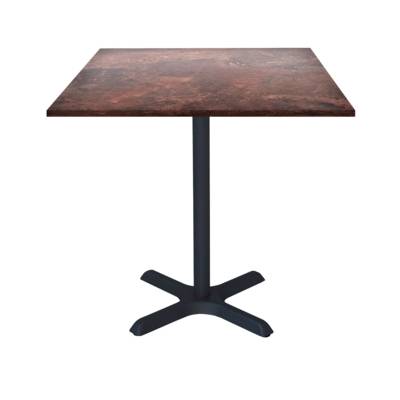 Table pied noir 70x70cm rouille roc - intérieur - RestooTab