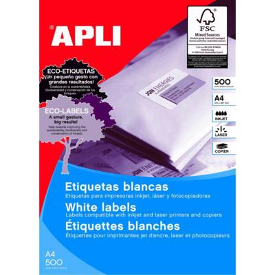 Boite de 500 Feuilles A4 2000 étiquettes Multi-usages Permanent 105x148 mm Blanc - APLI-AGIPA