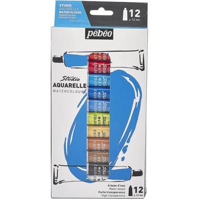 Etui de 12 tubes de peintures aquarelle 12ML - PÉBÉO