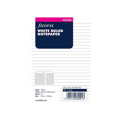 Recharge format Pocket feuilles de notes lignées Blanc - FILOFAX