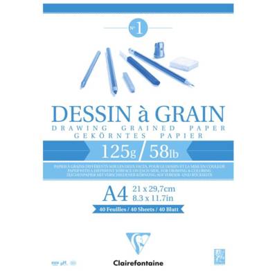Bloc 40 Feuilles Dessin à Grain 125g A4 Blanc - CLAIREFONTAINE