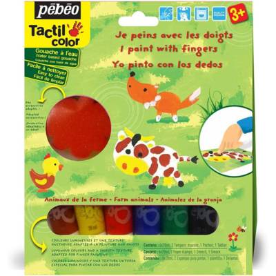 Kit gouache aux doigts 6 tubes 20 ml animaux Les animaux de la ferme - PÉBÉO