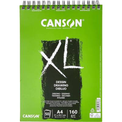 Bloc de 50 feuilles Croquis et Dessin XL Spirale A4 160g Blanc - CANSON