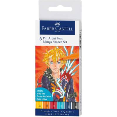 Feutre encre de Chine PITT artist pen Manga Shônen étui 6 - FABER-CASTELL