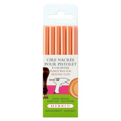 6 Batons de cire nacrée pour pistolet - orange - HERBIN