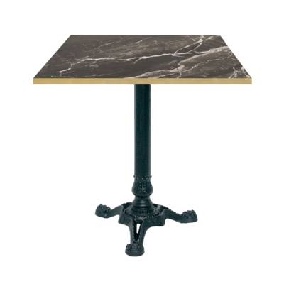 Table pied noir 70x70cm marbre royal chant laiton - intérieur - RestooTab