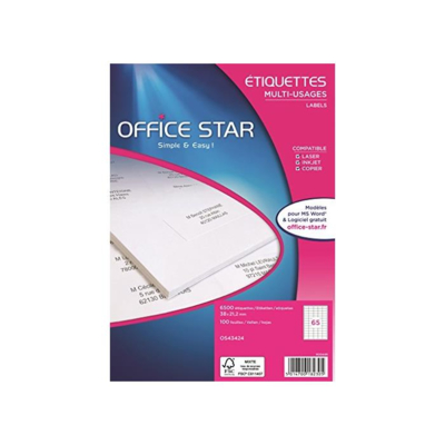 Boite de 6500 étiquettes multi-usage blanches 38x21,2mm - AVERY