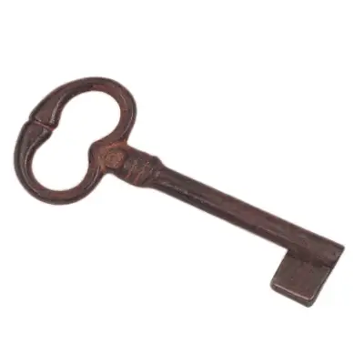 Clé anciennne tige forée DUBOIS - panneton ajusté en 40 - fer rouillé ciré - 158014 - DUBOIS SAS