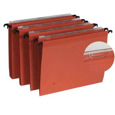 Boite de 25 dossiers suspendus tiroir defi flex fond V 220g orange - ELBA