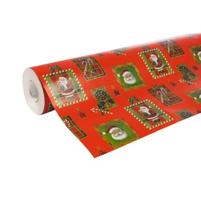 Rouleau papier cadeau ALLIANCE L70 cm x 50 m Père Noël mosaïque rouge - CLAIREFONTAINE