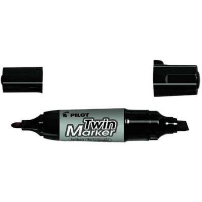 Marqueur permanent TWIN Marker Jumbo Pointe Biseau et Pointe Ogive Noir - PILOT
