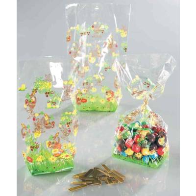 Lot de 10 Sachets Cellophane Imprimés Pâques 115x190 mm - FOLIA