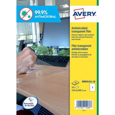 Etui de 10 Films antimicrobien 199,6 x 289,1 mm amovibles transparent - AVERY