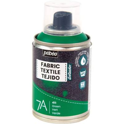 Peinture en Spray 7A - 100ml Spécial Textiles Naturels et Synthétiques VERT - PÉBÉO
