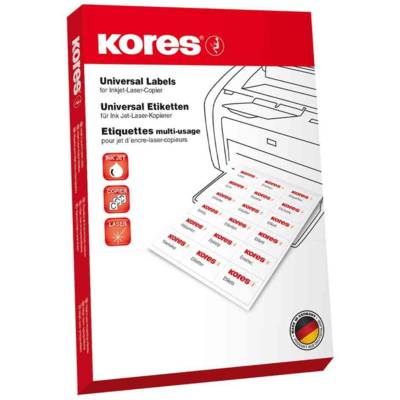 Etiquettes universelles 7 x 7 cm 100 feuilles A4 Blanc - KORES
