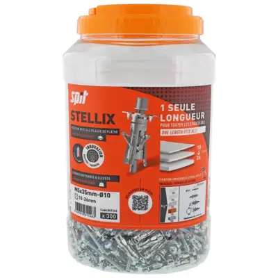 Cheville métallique à vis Stellix - Patte à vis - 5 x 35 / 15 M7 + Vis Seau de 100- SPIT - 060142