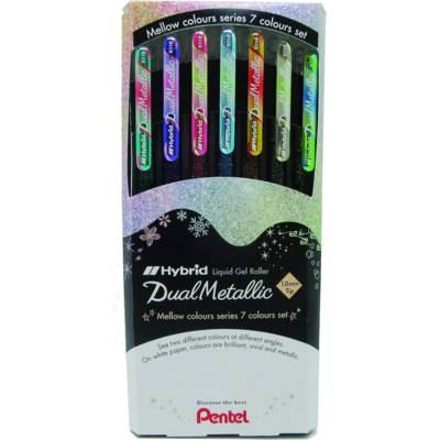 Pochette de 7 Rollers encre gel métallique Dual Metallic K110 - PENTEL