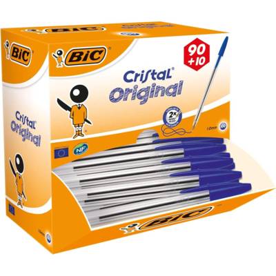 Pack de 100 Stylos à bille Cristal Medium Bleu - BIC