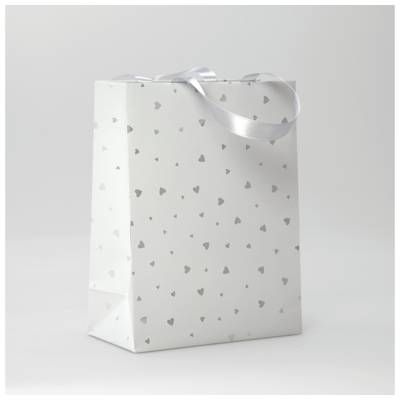Sac cadeau 17x6x22cm Blanc cœur - CLAIREFONTAINE
