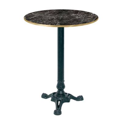 Mange-debout pied noir Ø60cm marbre noir chant laiton - intérieur - RestooTab