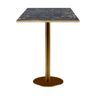 Mange-debout pied Doré 60x60cm marbre noir brillant chants laiton - intérieur - RestooTab