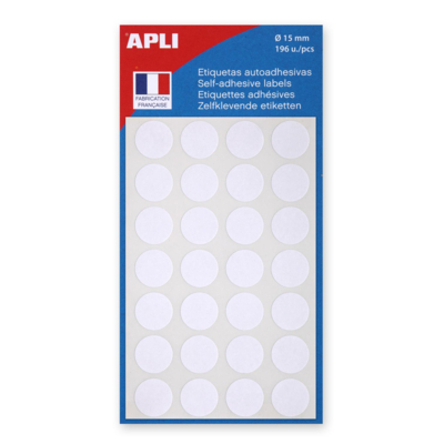 Sachet de 196 Pastilles de signalisation rondes Gommettes 15 mm Blanc - Apli-Agipa
