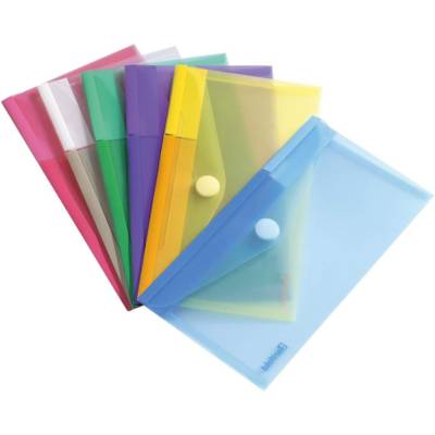 Sachet de 6 enveloppes chéquier en polypropylène 220 x 135 mm assortis - TARIFOLD
