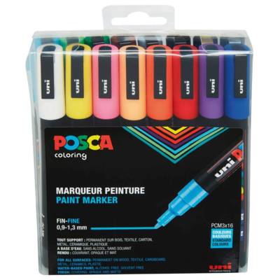 Set de 16 Marqueurs PC3M Pointe conique fine Couleurs Assorties - UNI-BALL