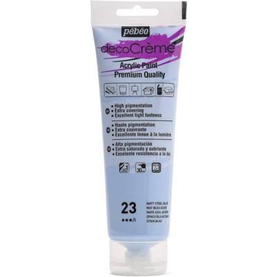 Tube 120ml Peinture Acrylique Décocrème Mat BLEU ACIER - PÉBÉO