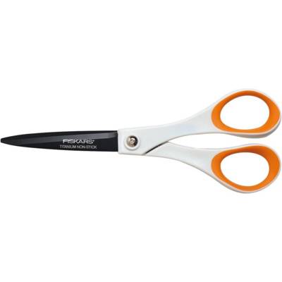 Ciseaux avec lame titane Non Stick 18cm, ambidextre blanc/orange - FISKARS