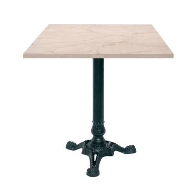 Table pied noir 70x70cm marbre yule - intérieur - RestooTab