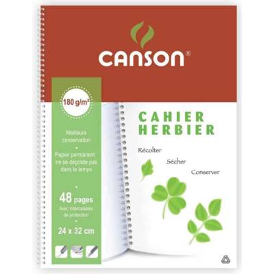Cahier Herbier 240 x 320 mm 48 pages 180g avec Intercalaires de séchage Protection - CANSON