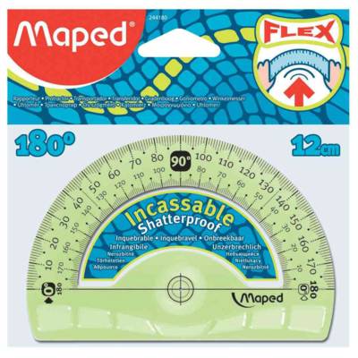 Rapporteur demi-circulaire Flex Incassable 180 degrés 12 cm couleur aléatoire - MAPED