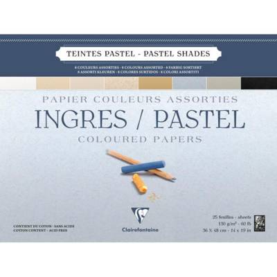 Bloc Ingres-Pastel encollé 36x48 130g couleurs assorties 25 feuilles - CLAIREFONTAINE