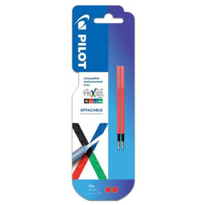 Pack 2 recharges FriXion Ball 4 couleurs - Encre gel effaçable - Pointe fine Rouge - PILOT
