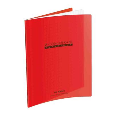 Cahier Polypro 17 x 22 Séyès 70g 96 Pages Rouge - CONQUÉRANT