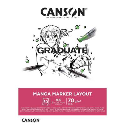 Bloc 50 Feuilles Dessin GRADUATE Manga Marker Layout A4 70g - CANSON