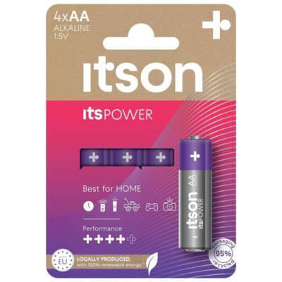 Pack de 4 Piles Alcalines LR6/AA 1,5V ItsPOWER - ITSON