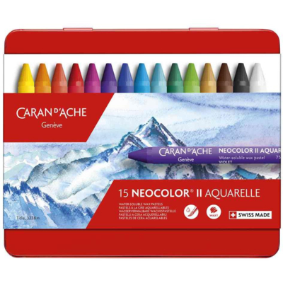Pastel à la cire aquarellable NEOCOLOR II, étui de 15 - CARAN D'ACHE