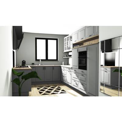 Kit façade de cuisine LIATH 1 porte + 3 tiroirs + 1 bandeau four gris satin C12 - l.60 cm - Gedimat - BCD