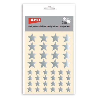 Etui lot 120 Gommettes Métallisées Etoile (3F 11,5X15 cm) Argent - APLI-AGIPA