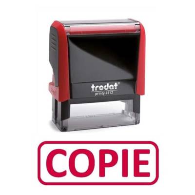 Tampon X-print 4912 Formule Commerciale Texte + Picto "COPIE" Rouge - TRODAT