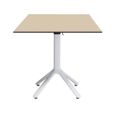 Table rabattable pied blanc 70x70cm beige coquille - terrasse - RestooTab