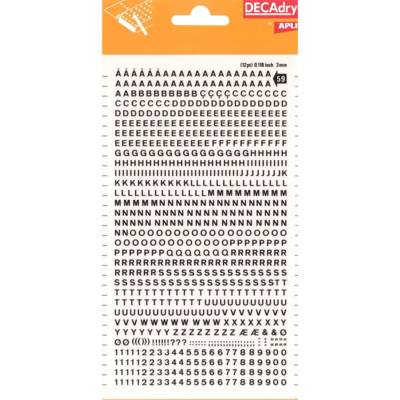 Lettres et Chiffres Transferts (1 Feuille) DD59F 3 mm Noir - APLI-AGIPA